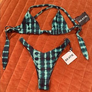 Skatie Green Tie-Dye Bikini